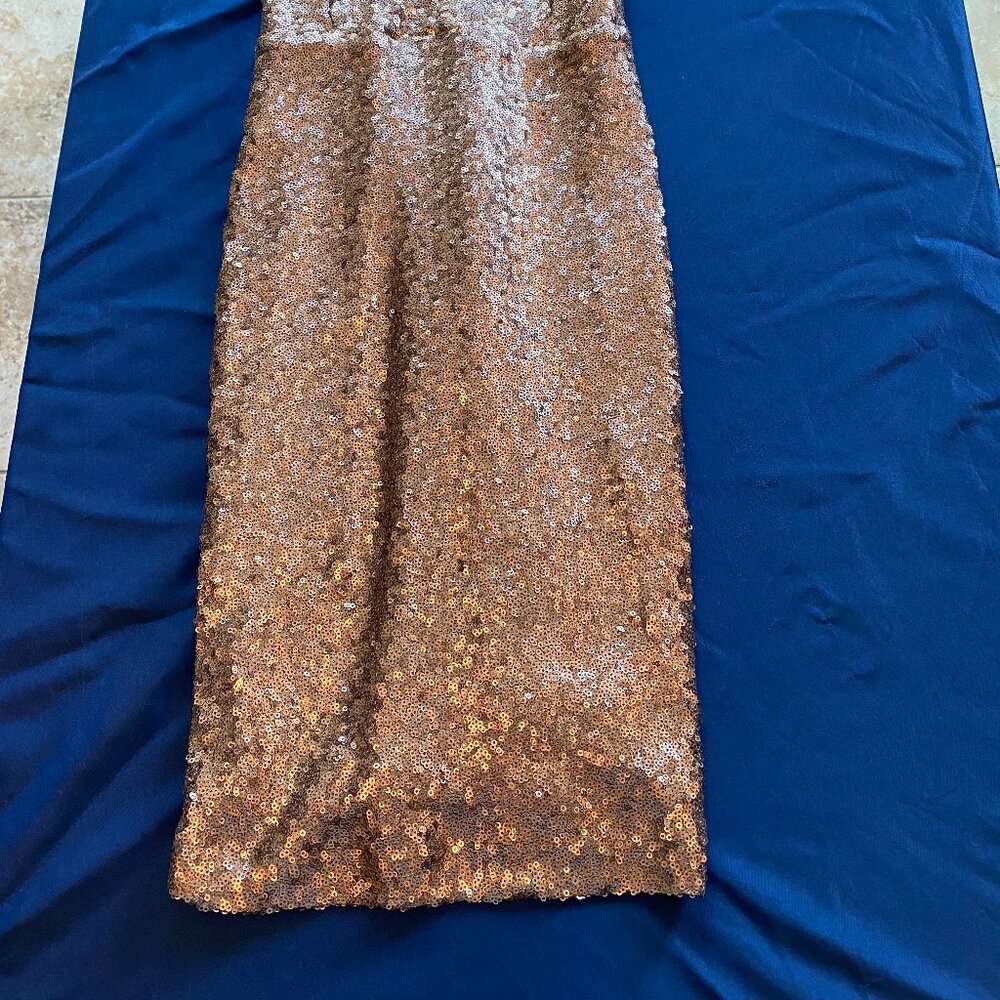 Lulus Sequin Mini Dress Small Retro Gold Bodycon V-Neck Sexy Cocktail Party SMAL - Picture 4 of 8